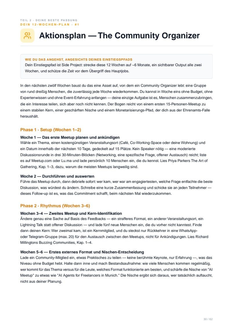Seite mit dem 12-Wochen-Aktionsplan